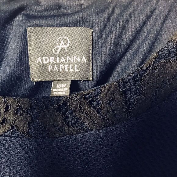 Adrianna Papell Women's Navy Blue Knee Length Cap Sleeve‎ Dress Size 18W - Picture 6 of 8